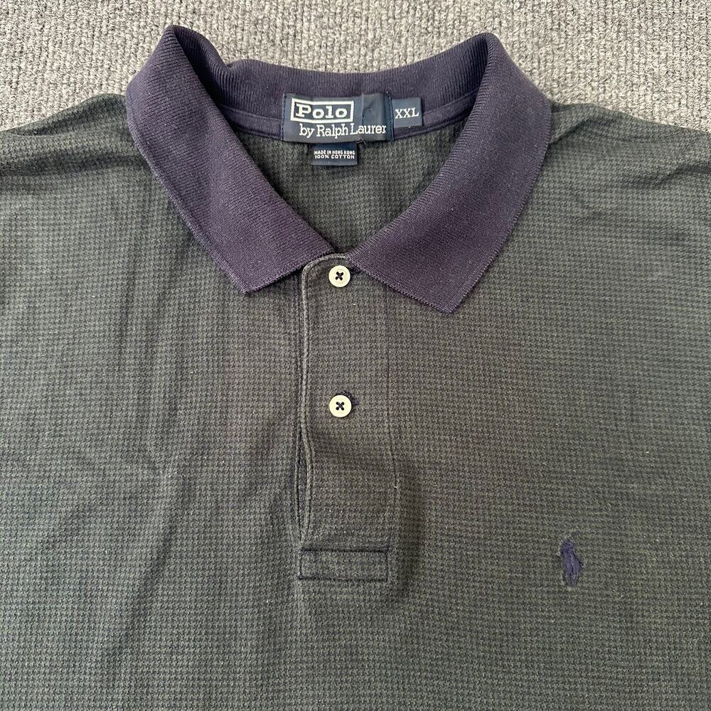 Vtg Polo Ralph Lauren Men's Classic Polo Houndstooth Contrast Trim Y2K RARE XXL